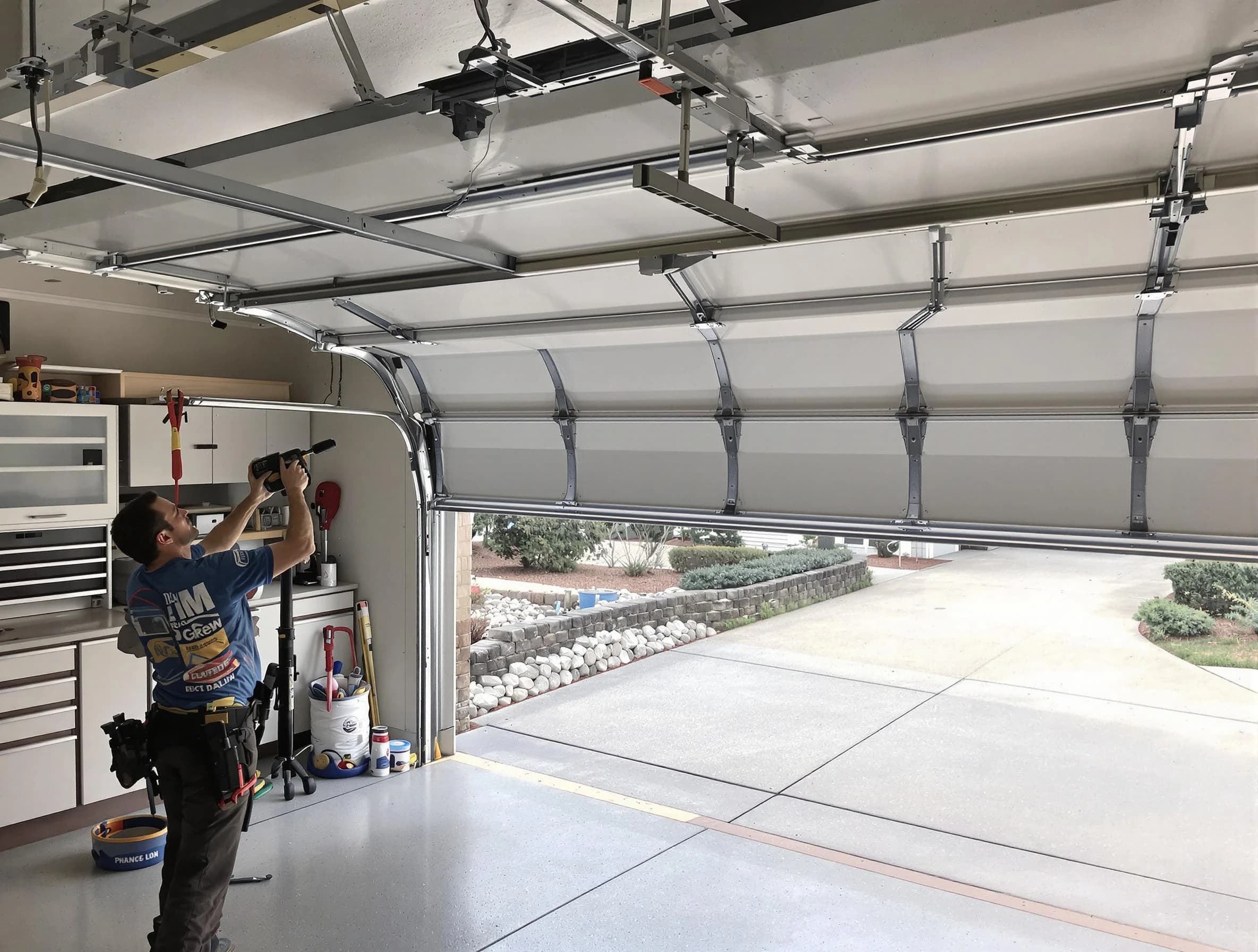 Garage door track repair service by Meadowbrook Garage Door Repair in Meadowbrook