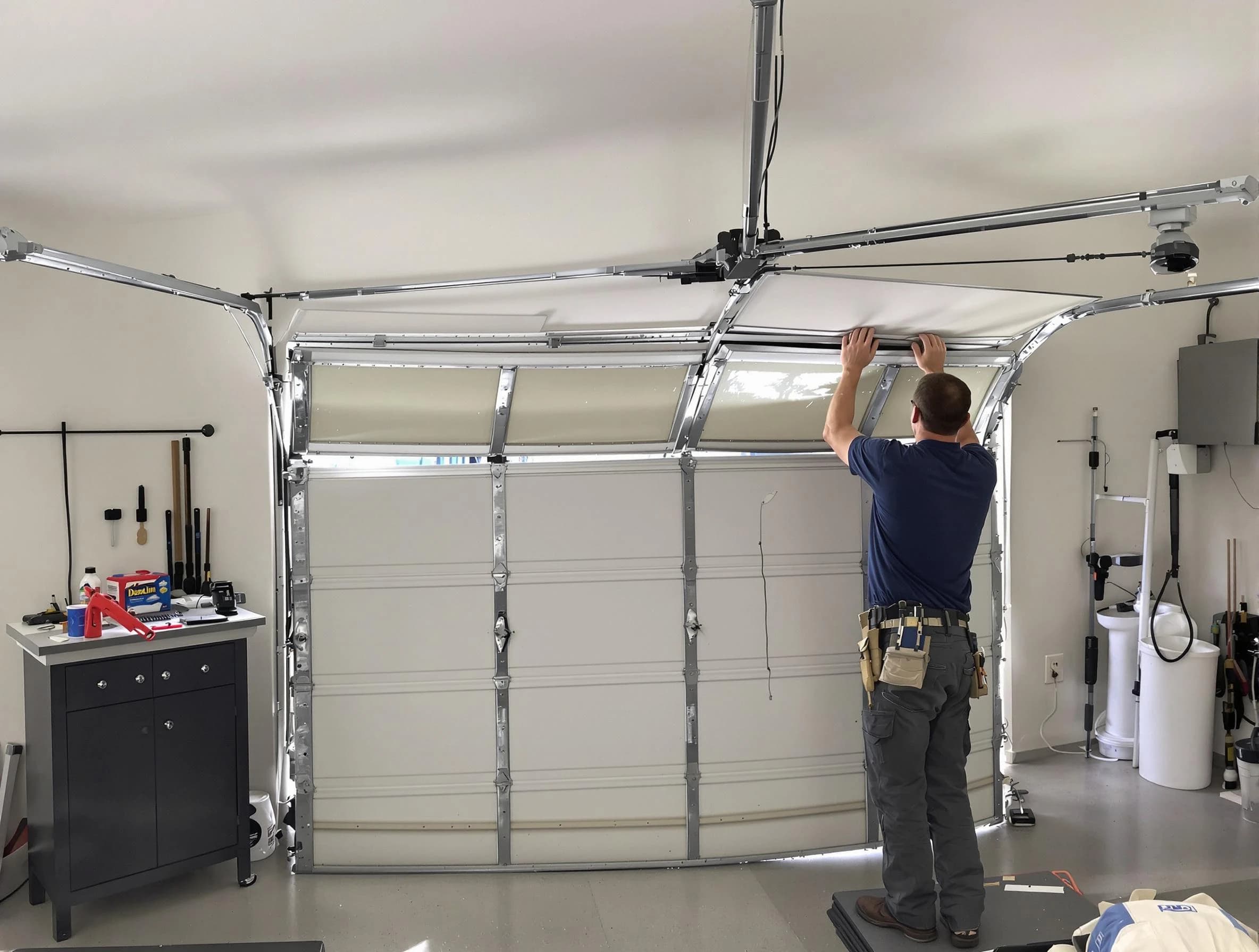 Meadowbrook Garage Door Repair specialist performing precise section replacement on Meadowbrook garage door