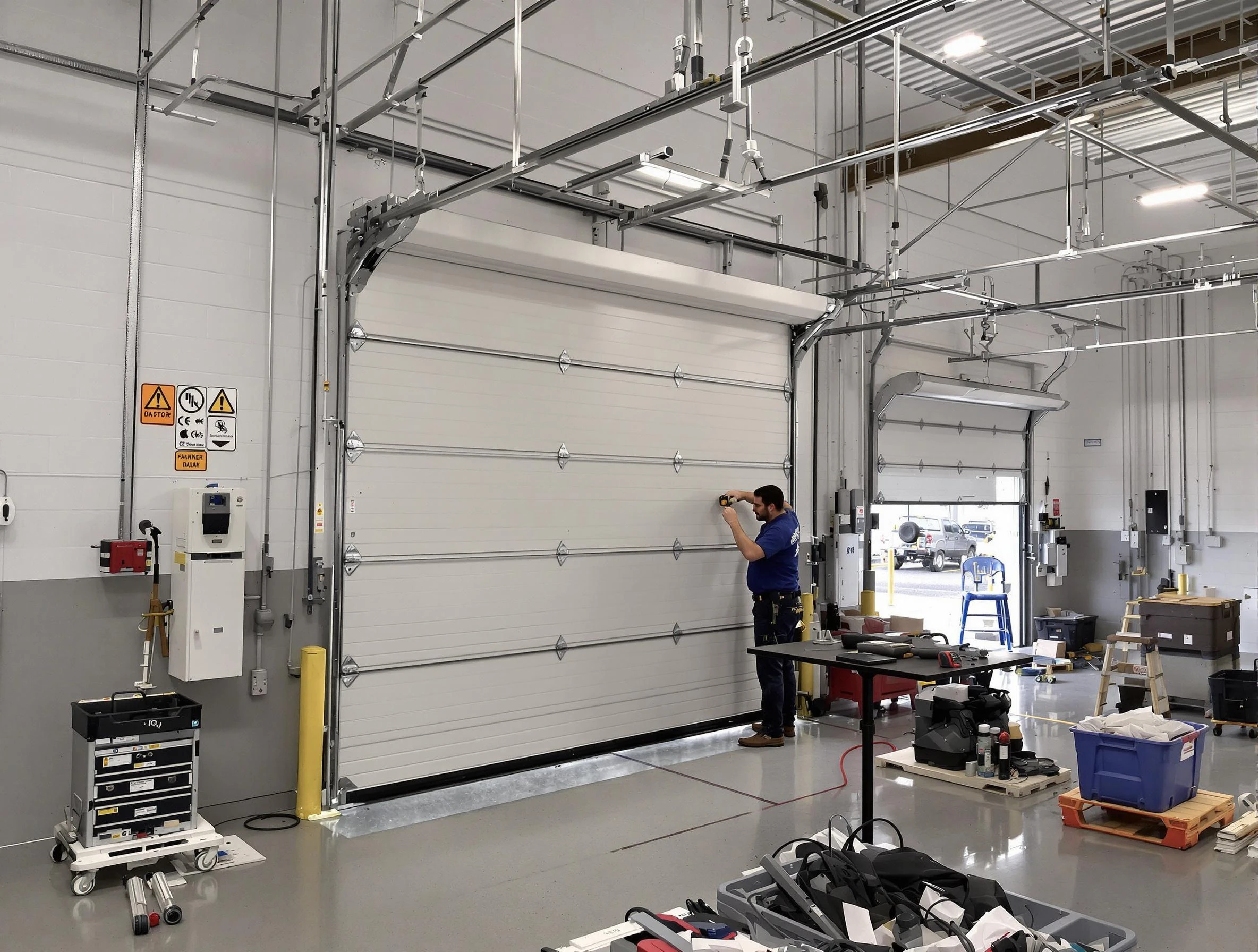 Commercial garage door repair being performed by Meadowbrook Garage Door Repair expert in Meadowbrook