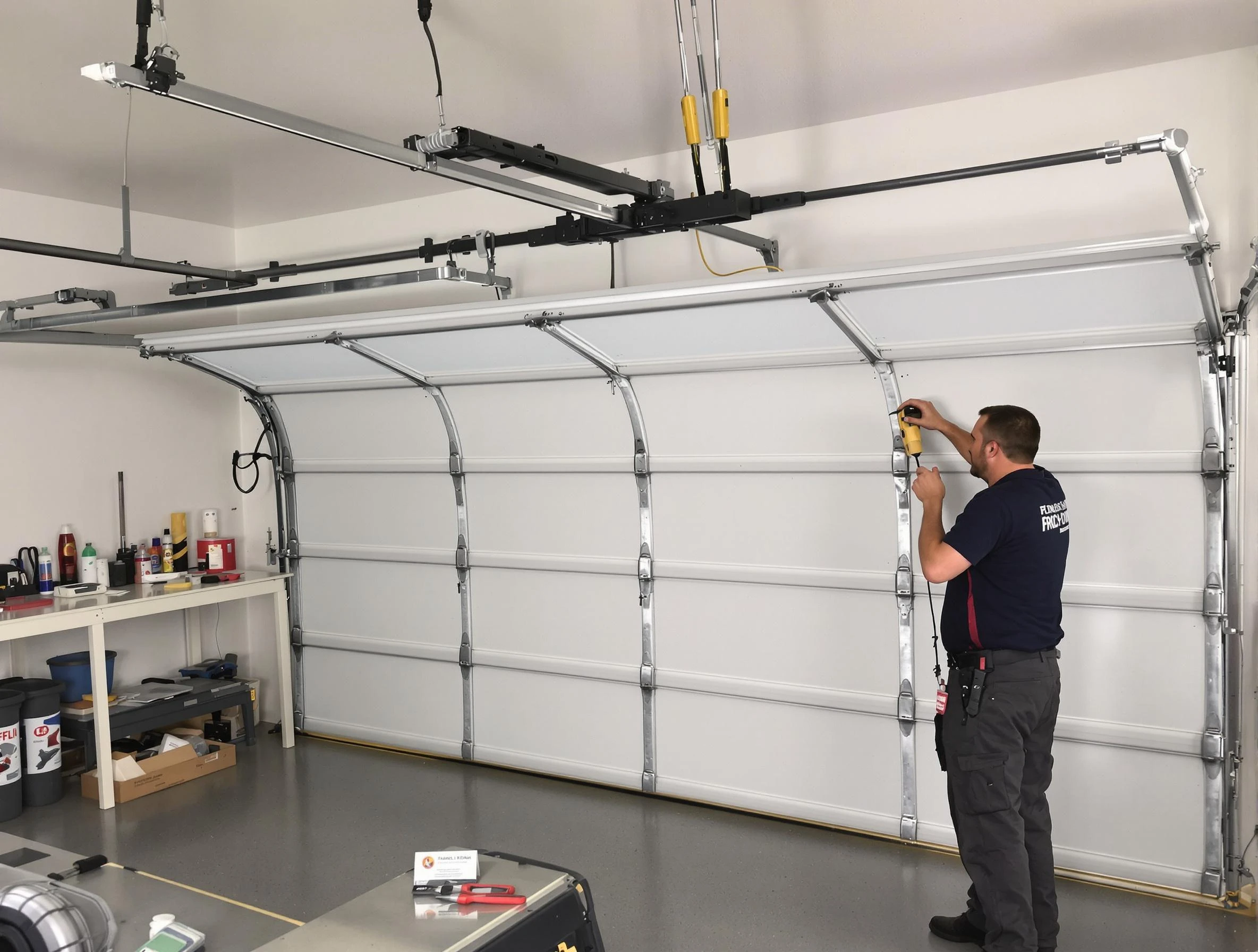Meadowbrook Garage Door Repair certified technician performing overhead door system repair in Meadowbrook
