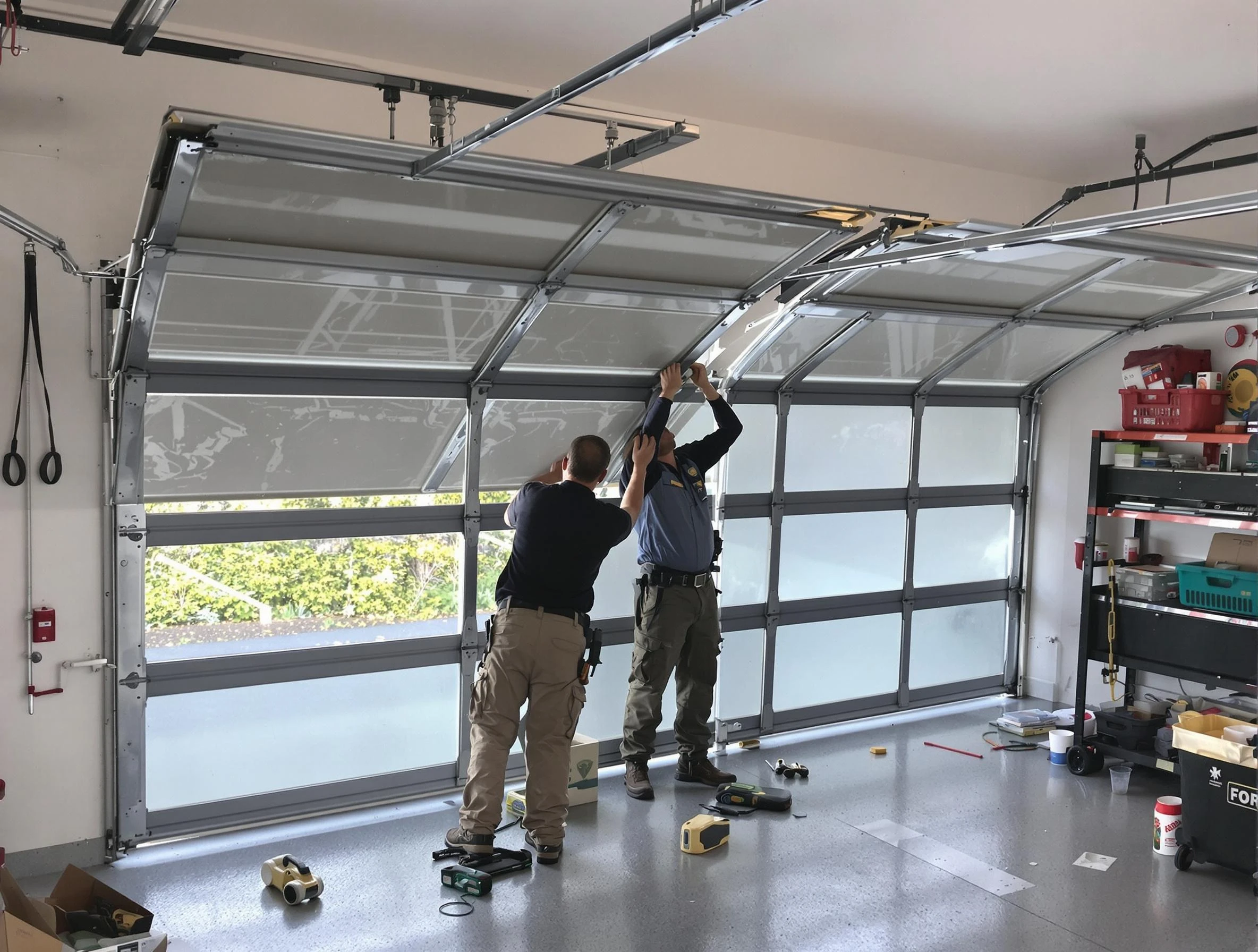Meadowbrook Garage Door Repair expert performing precise panel replacement on Meadowbrook garage door