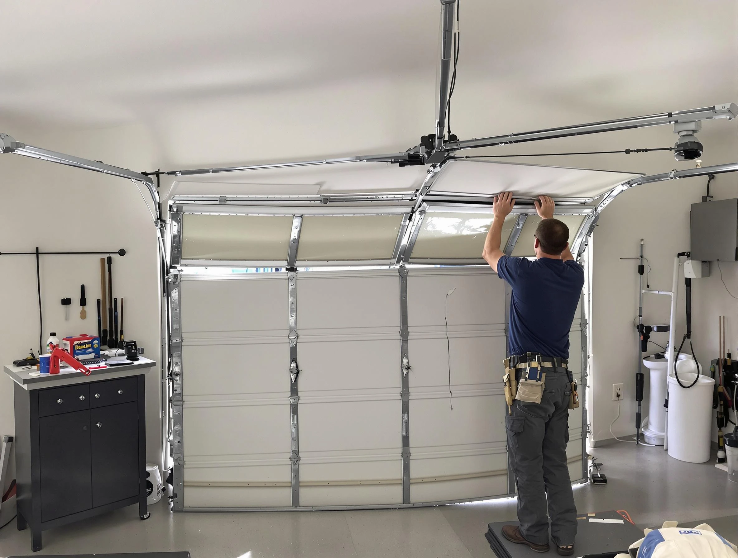 Meadowbrook Garage Door Repair specialist performing precise section replacement on Meadowbrook garage door
