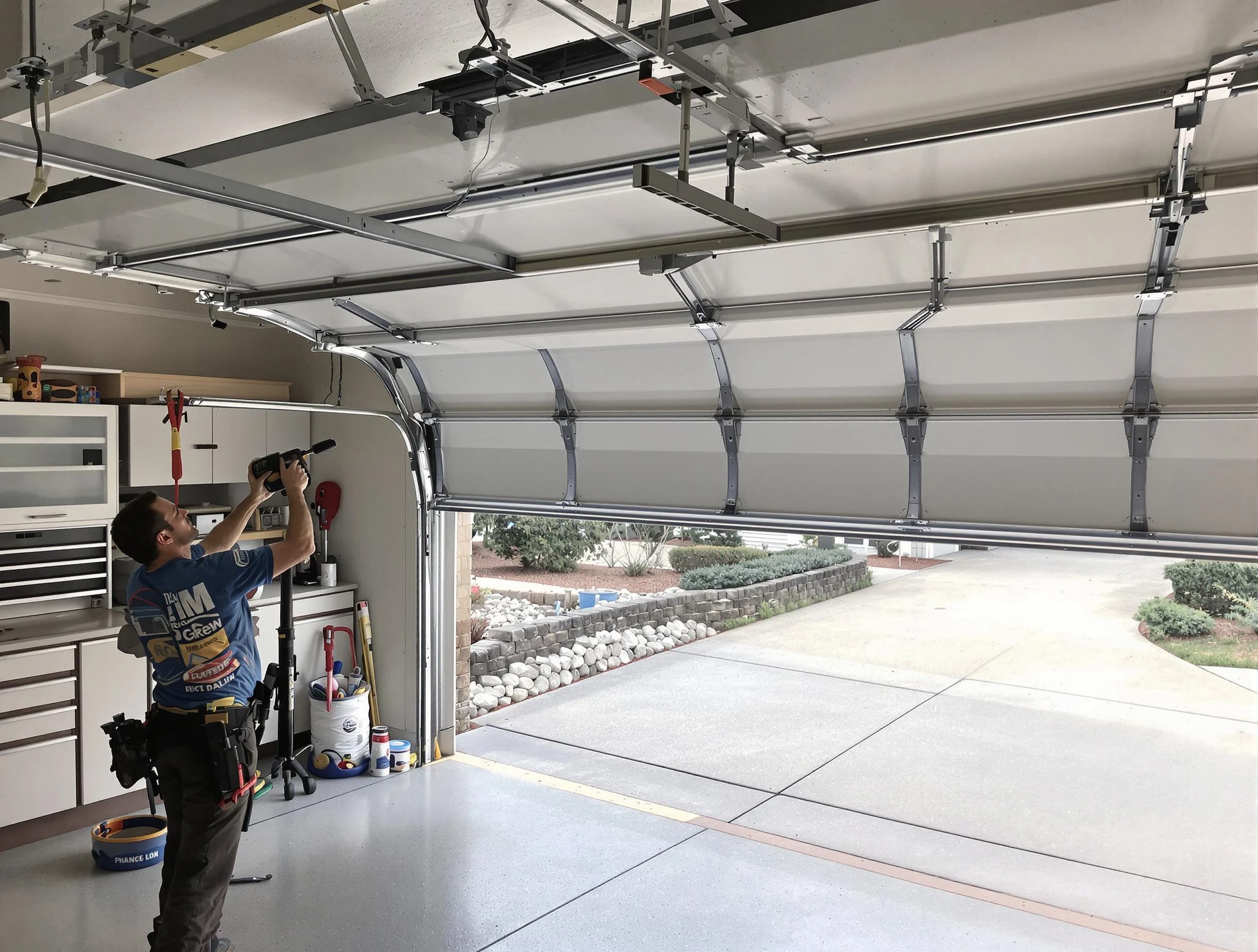 Garage door track repair service by Meadowbrook Garage Door Repair in Meadowbrook